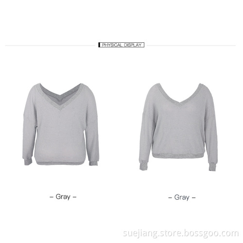 Neuer V-Ausschnitt Langarmpullover im Herbst Winter